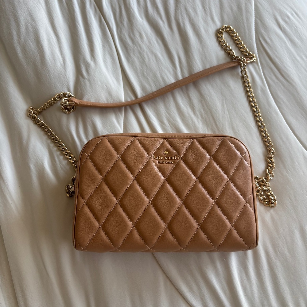 Kate Spade Quilted Crossbody Bag – Camel Tan – Excellent Condition